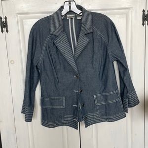 Denim jacket with white stitching - so cute- perfect condition